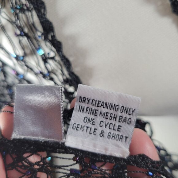 Chico's Beaded Crochet Elegant Special Occasion Rayon Fringed Wrap Shawl - Picture 6 of 7